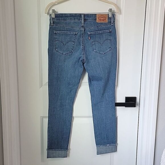 Levi's 711 Skinny Distressed Cuffed Frayed Hem Jeans - Size 27 - Picture 2 of 14